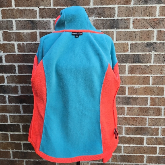 Swiss Tech Women's Vibrant Red Orange Pinkish Hoodie with Blue Trim - Picture 11 of 14